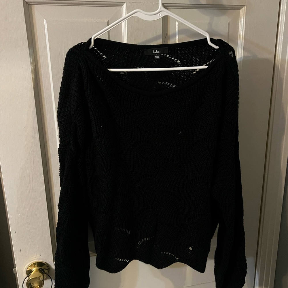 Lulu's Elegant Black Knit Sweater